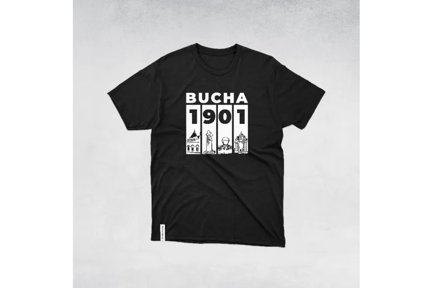 Футболка оверсайз чорна «Bucha 1901» S/M | L/XL, 100% бавовна